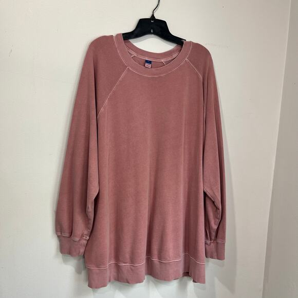 Old Navy Boyfriend Crew Sweatshirt 2X Oversized Pullover Pink Spice Girl - Picture 1 of 7